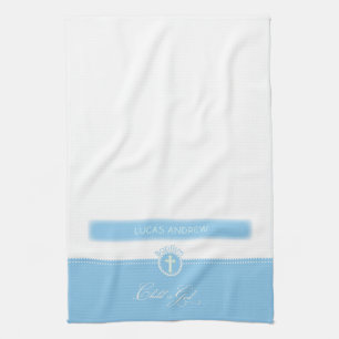 Linge De Cuisine Baptême, Nom personnalisé, Enfant de Dieu Bleu