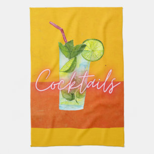 Linge De Cuisine Bar à cocktails néon et aquarelle