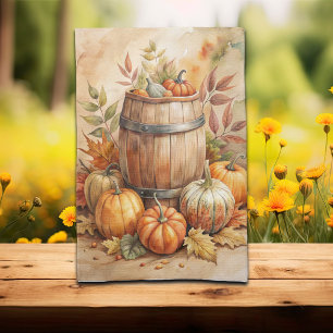 Linge De Cuisine Baril à aquarelle avec citrouilles automne