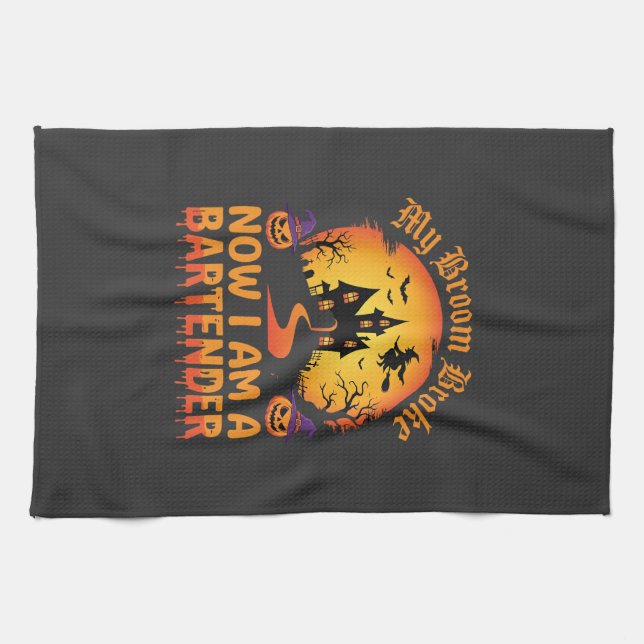 Linge De Cuisine Barman Halloween Maison Hantée Sorcière Citrouille (Horizontal)
