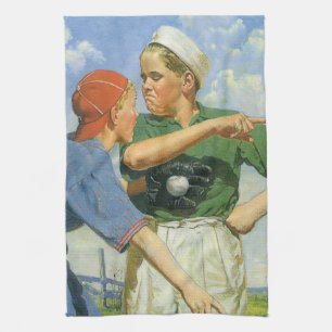 Linge De Cuisine Baseball Vintage, Enfants, Garçons Jouant aux Spor