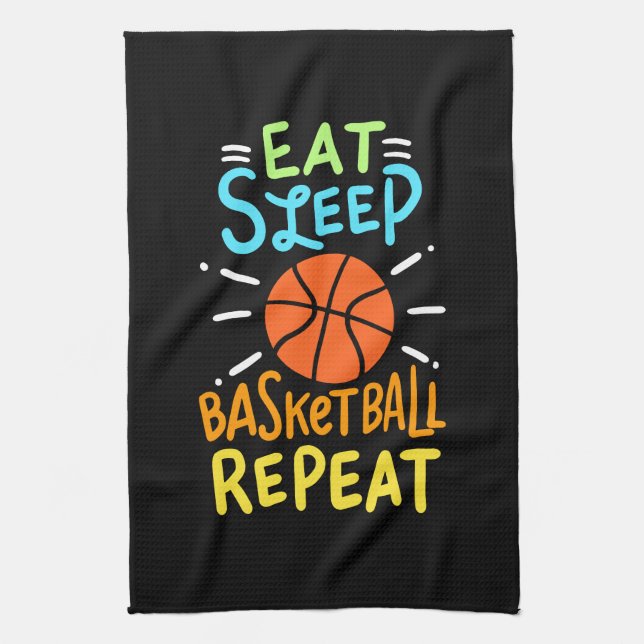 Linge De Cuisine Basketball - Manger Dormir Basketball Répéter (Vertical)