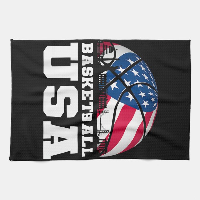 Linge De Cuisine Basketball USA Support the Team Tshirt USA Flag Dr (Horizontal)