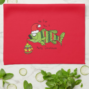 Linge De Cuisine Basse de Noël amusant Pêche Poisson Cute Cartoon