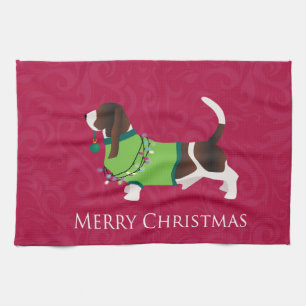Linge De Cuisine Basset Hound Joyeux Noël Design