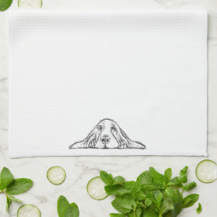 Linge De Cuisine basset hound noir blanc simple chiot yeux chien 
