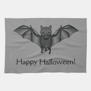 Linge De Cuisine Bat Cartoon Mignonne Avec Joyeux Texte D'Halloween
