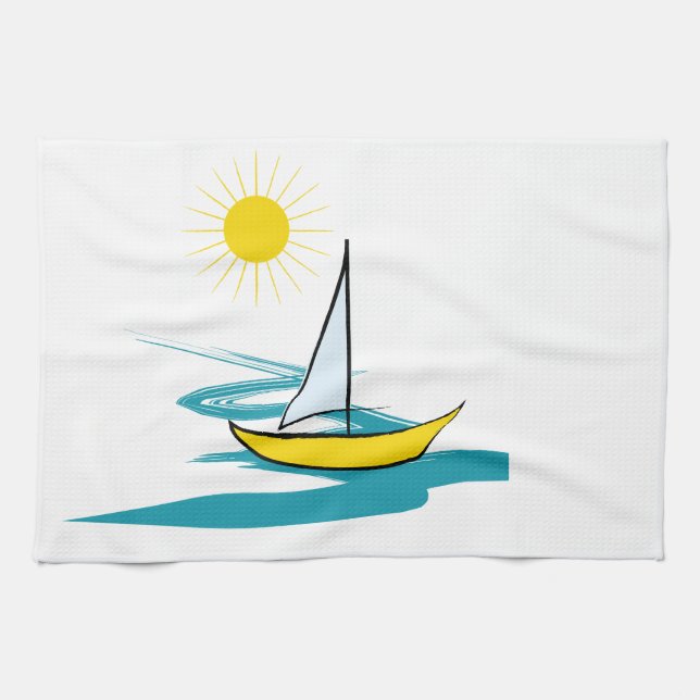 Linge De Cuisine Bateau à voilier simple (Horizontal)