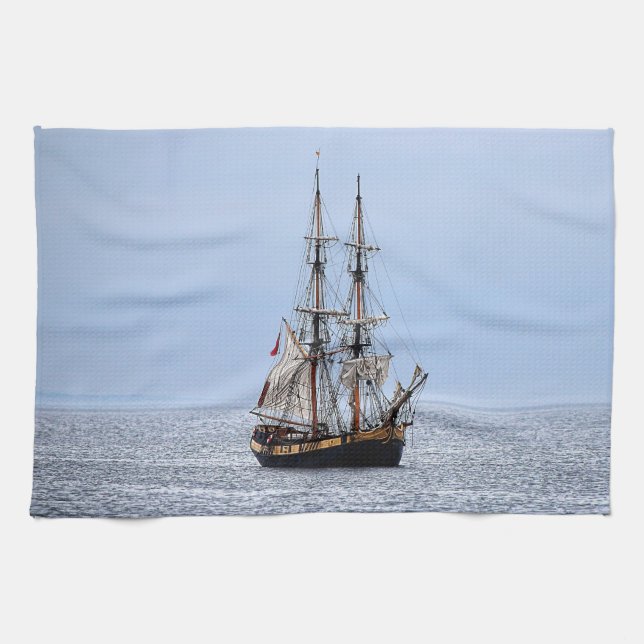 Linge De Cuisine Bateau de pêche nautique Ciel bleu (Horizontal)