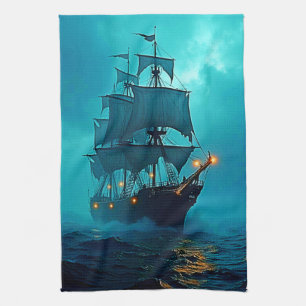 Linge De Cuisine Bateau fantôme sur le design Stormy Seas