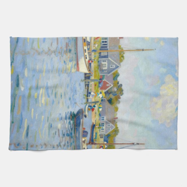 Linge De Cuisine Bateaux à voile Impressionnisme Nouvelle-Angleterr (Horizontal)