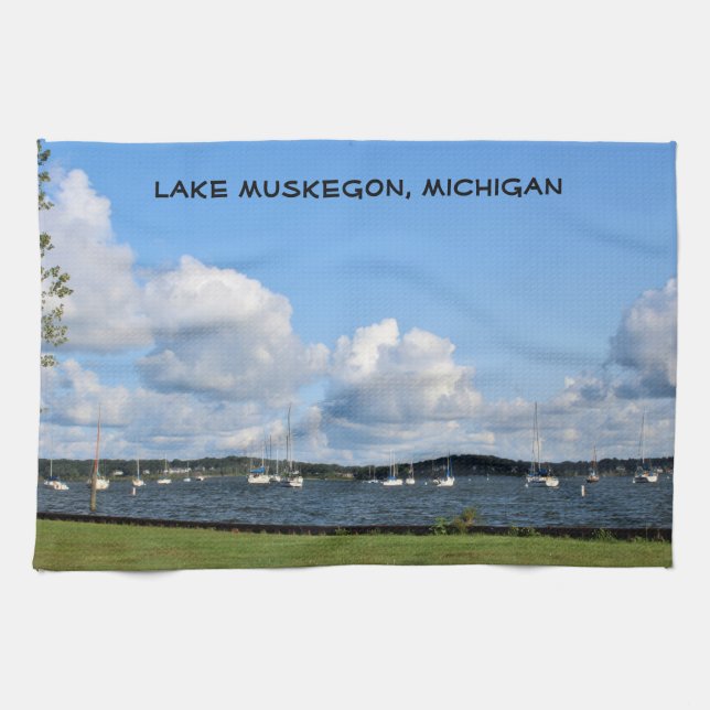 Linge De Cuisine Bateaux sur le lac Muskegon (Horizontal)