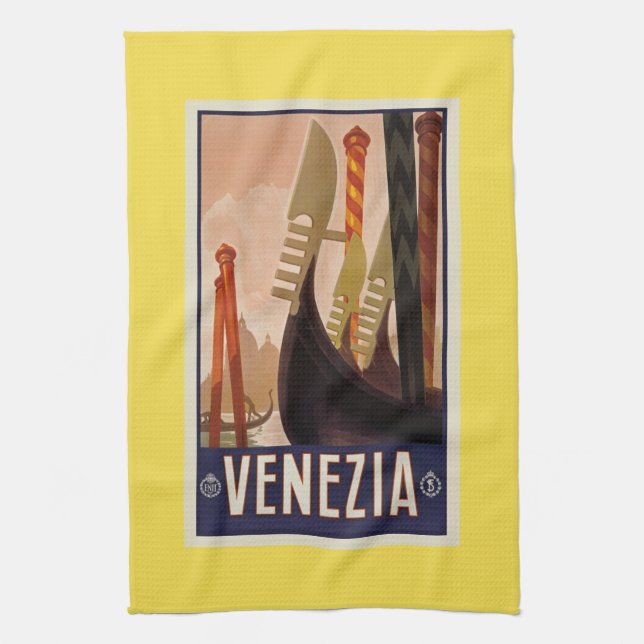 Linge De Cuisine Bateaux vintage Venise (Vertical)