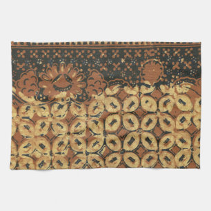 Linge De Cuisine Batik Kawung vintage indonésien à motif rustique