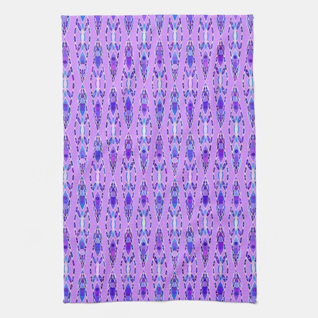Linge De Cuisine Batik tribal - Lavande, bleu et violet (Vertical)
