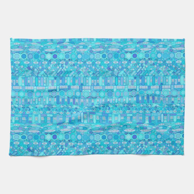 Linge De Cuisine Batik tribal - nuances de bleu (Horizontal)