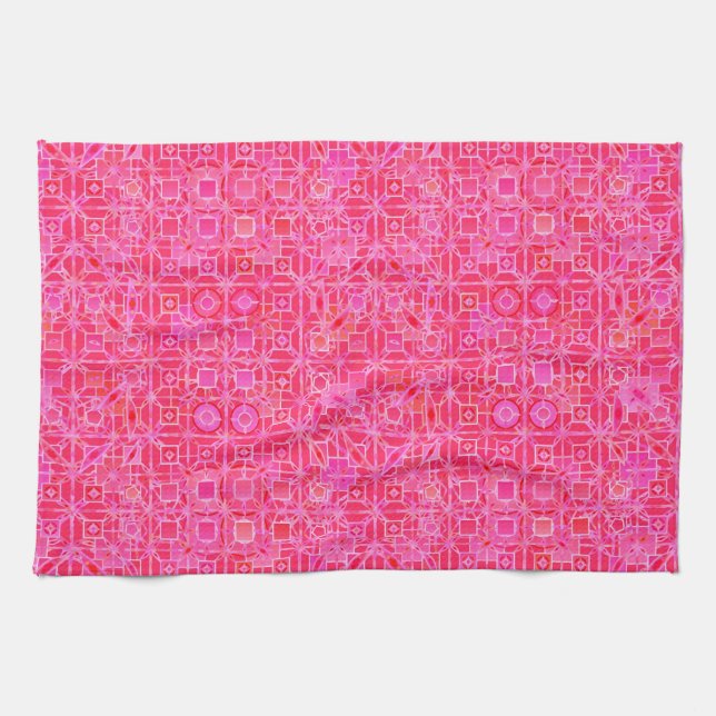 Linge De Cuisine Batik tribal - nuances de rose fuchsia (Horizontal)