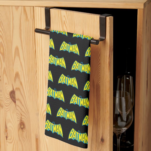 Linge De Cuisine Batman | Logo Vintage bleu jaune (Pliage en tiers)
