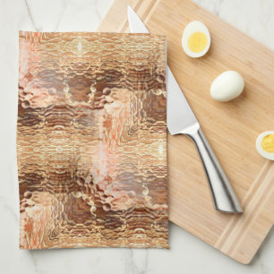 Linge De Cuisine Bbeige à brun, verre tordu martelé répété