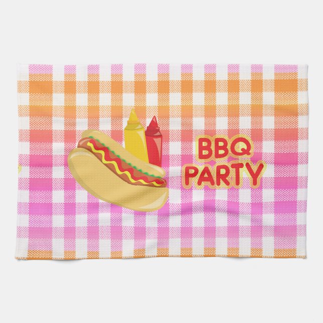 Linge De Cuisine BBQ Party Hot Dog avec des sédiments (Horizontal)