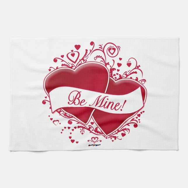 Linge De Cuisine Be Mine ! Red Hearts (Horizontal)