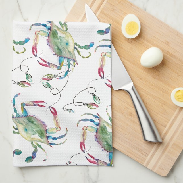 Linge De Cuisine Beach Christmas Blue Crab (Quart Plié)