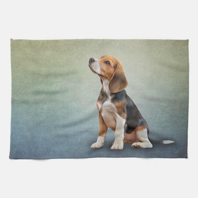 Linge De Cuisine Beagle de dessin de chien (Horizontal)