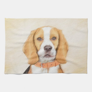 Linge De Cuisine Beagle Hound Dog Peinture Animal Art original