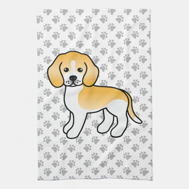 Linge De Cuisine Béagle mignon dessin animé citron et blanc (Vertical)