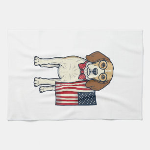 Linge De Cuisine Beagle patriotique avec drapeau vintage vector art