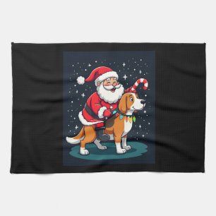 Linge De Cuisine Beagle Xmas Éclairage Père Noël équitation Beagle