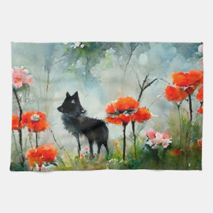 Linge De Cuisine Beau animal sauvage à fleurs