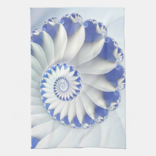 Linge De Cuisine Beau Bleu & Blanc Coquille de mer Abstrait Art