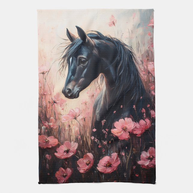Linge De Cuisine Beau Cheval Blush Fleur sauvage rose (Vertical)