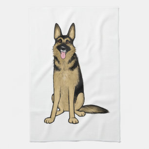 Linge De Cuisine Beau Chien berger allemand noir et bronzé