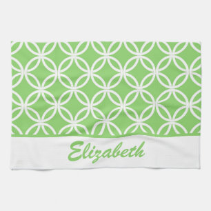 Linge De Cuisine Beau motif circulaire vert et blanc