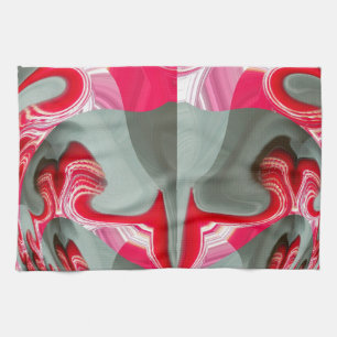 Linge De Cuisine Beau motif géométrique gris cendré rouge ART