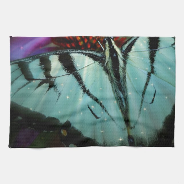 Linge De Cuisine Beau papillon Turquoise Swallowtail (Horizontal)
