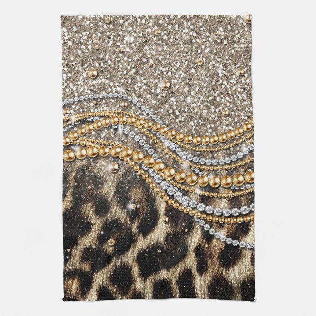 Linge De Cuisine Beau Poster de animal tendance Leopard Faux (Vertical)