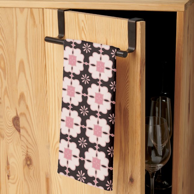 Linge De Cuisine Beau rose et Brown foncé Carrelage de couleur Moti (Pliage en tiers)