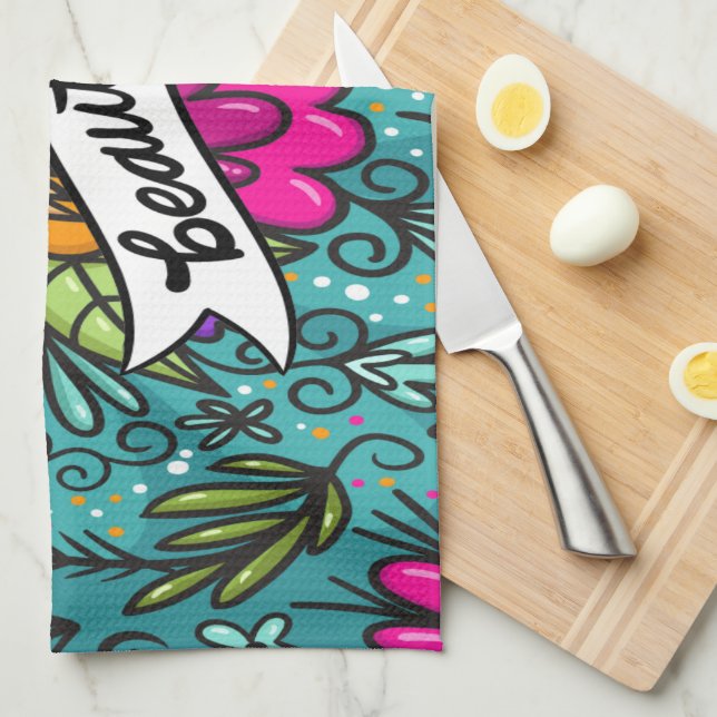 Linge De Cuisine Beauté de l'oreiller avec fleurs (Quart Plié)