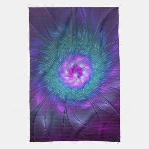 Linge De Cuisine Beauté florale abstraite, art fractal coloré de fl