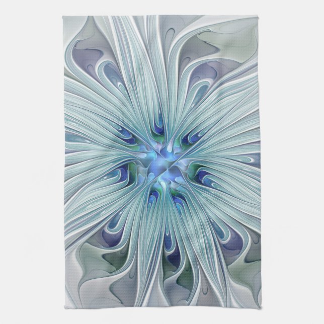 Linge De Cuisine Beauté florale Abstraite moderne Blue Pastel Flowe (Vertical)