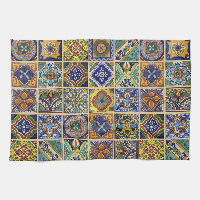 Linge De Cuisine Beaux carreaux de Talavera Boho (Horizontal)
