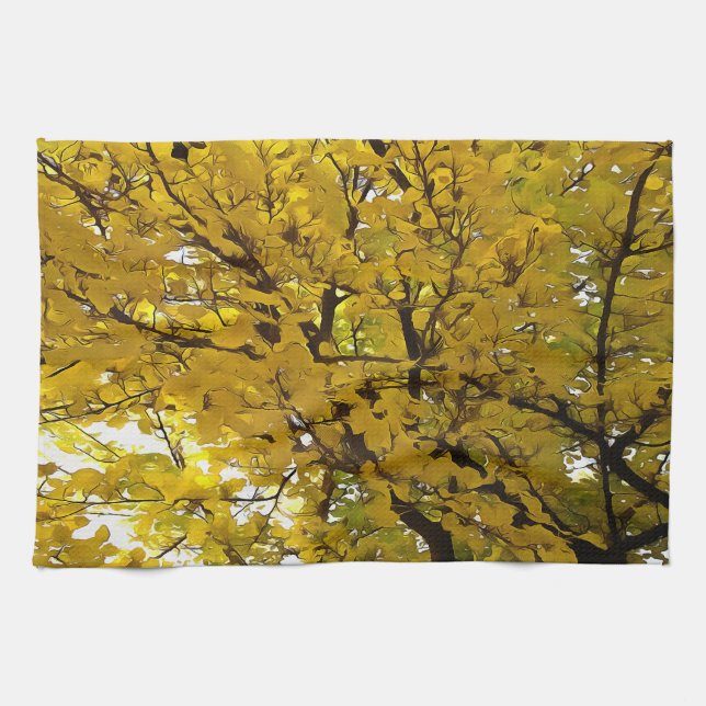 Linge De Cuisine Beaux Feuille d'automne Vibes Art Abstrait (Horizontal)