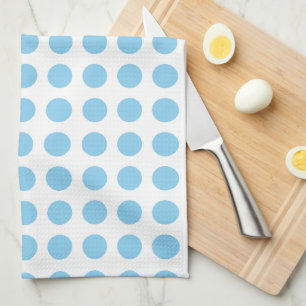 Linge De Cuisine Bébé Bleu sur Blanc Grand Taille Horiz. Pois