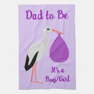 Linge De Cuisine Bébé Cigogne Personnalisé de genre neutre Violet