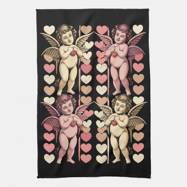 Linge De Cuisine Bébé Cupidon Coquette arc Rétro Saint-Valentin (Vertical)
