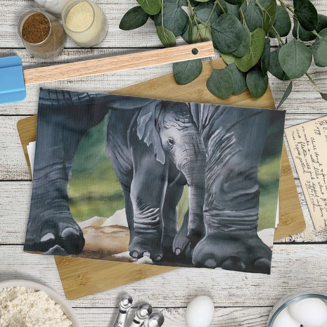 Linge De Cuisine Bébé Eléphant Gris mou (Créateur téléchargé)
