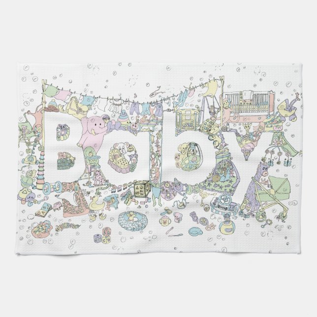 Linge De Cuisine Bébé mignon éléphant rose pastel shower décoration (Horizontal)